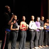 AILEY II dancers, holding their gifts of appreciation, begin the question and answer period with Artistic Director Troy Powell, who also received a gift. Mr Powell explained how much he is inspired by his young charges.