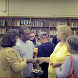 Kansas City Friends of Alvin Ailey Executive Director Tyrone Aiken meets Becky Linquist and other patrons during reception