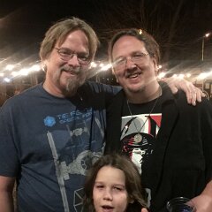 Me with my godson and his son Hayden at Jake's 40th birthday party.