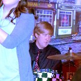 Josiah Engstrom filled in on drums for our regular Sam Hopper who was playing with Jangalang - his OTHER band. :-)  Josiah ended up becoming the full time drummer.