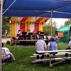 We headed over to the stage where we would perform just in time to see the Turpin Tyme Ragsters (pictured here), and also enjoyed the Mariachi Los Reyes band before our set.