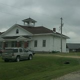 turning west off K-177 at the old Bazaar schoolhouse... Sharidy&#39;s dad told me this school house (which sits on K-177 now) used to be a few miles east of there back in the day. Sharidy&#39;s mom and dad (who live south of Emporia in Olpe) have lots of family in the Flint Hills (around Cottonwood Falls) and have filled me in on a lot of Flint Hills history.